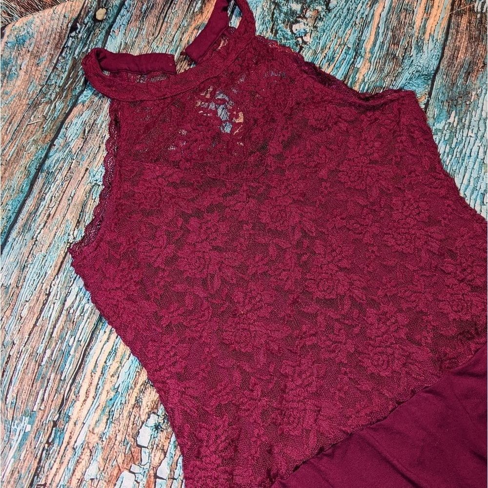 Torrid Coquette Romantic Goth 0x Berry Lacy High Neck Bodysuit Lingerie Insipred - Picture 5 of 8